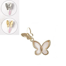 10 PCS Butterfly Nail Art Accessories Golden Three-dimensional Cat's Eye Butterfly Zircon DIY Nail Decoration Accessories(Gold 5 11x14 MM)