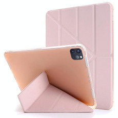 For iPad Pro 12.9 (2020/2018) Multi-folding Horizontal Flip PU Leather + Shockproof TPU Case with Holder & Pen Slot(Gold)