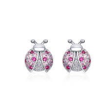 Sterling Silver Insect Earrings Seven-star Ladybug Earrings Platinum-plated Girl Earrings