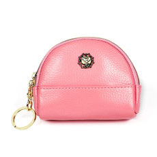 2027 Lady Leather Zipper Wallet Purse Double-pocket Little Shell Bag(Pink)