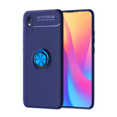 For Xiaomi Redmi 9A Metal Ring Holder 360 Degree Rotating TPU Case(Blue+Blue)
