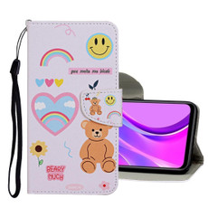 For Xiaomi Redmi 9C Colored Drawing Pattern Horizontal Flip Leather Case with Holder & Card Slots & Wallet(Bear)