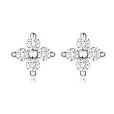 Sterling Silver Zircon Earrings Flower Earrings Girl Jewelry