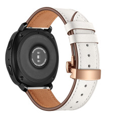 22mm For Huawei Watch GT2e / GT2 46mm Leather Butterfly Buckle Strap Rose Gold Buckle(White)