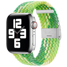 Braided + Stainless Steel Watch Band For Apple Watch Series 9&8&7 41mm / SE 3&SE 2&6&SE&5&4 40mm / 3&2&1 38mm(Lime Color)