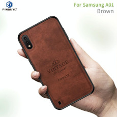 For Galaxy A01 PINWUYO Zun Series PC + TPU + Skin Waterproof And Anti-fall All-inclusive Protective Shell(Brown)