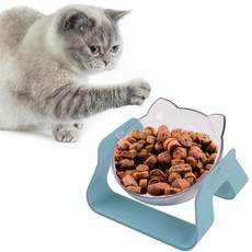 Transparent Water Cat Bowl Holder Dog Food Basin Oblique Mouth Adjustable Pet Bowl(Green)