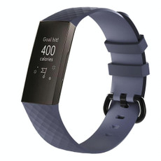 Diamond Pattern Silicone Watch Band for Fitbit Charge 3 Small Size190*18mm(Gray)