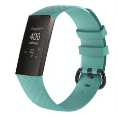 Diamond Pattern Silicone Watch Band for Fitbit Charge 3 Small Size190*18mm(Light Green)