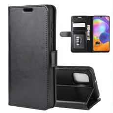 For  Galaxy A31 R64 Texture Single Horizontal Flip Protective Case with Holder & Card Slots & Wallet& Photo Frame(Black)