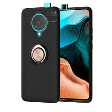 For Xiaomi Redmi K30 Pro Metal Ring Holder 360 Degree Rotating TPU Case(Black+Rose Gold)