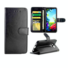 For LG K40S Crazy Horse Texture Leather Horizontal Flip Protective Case with Holder & Card Slots & Wallet & Photo Frame(Black)