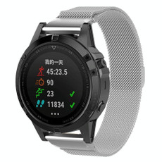 For Garmin Fenix 5S Milan Metal Stainless Steel Metal Watch Band Silver, Size:20MM