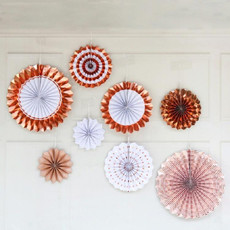2 Sets Bronzing Paper Fan Flower Set Birthday Holiday Wedding Party Decoration, Color:Champagne Gold 8pcs