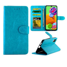 For Galaxy A90 5G Crazy Horse Texture Leather Horizontal Flip Protective Case with Holder & Card Slots & Wallet & Photo Frame(Baby Blue)