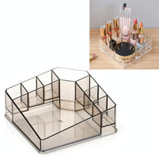 Desktop Makeup Box Transparent Lipstick Multi-function Desktop Cosmetics Shelf Storage Box (Coffee)