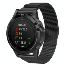 For Garmin Fenix 5 Milan Metal Stainless Steel Metal Watch Band, Size:22MM(Black)