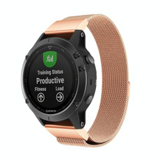 For Garmin Fenix 5 Milan Metal Stainless Steel Metal Watch Band, Size:22MM(Rose Gold)