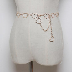 Wild Simple Heart-shaped Metal Waist Chain Dress Shirt Belt(Gold)