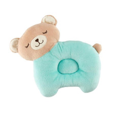 Baby Cartoon Cotton Head Protect Pillow Breathable Washable Bite-proof Headrest(Green Bear)