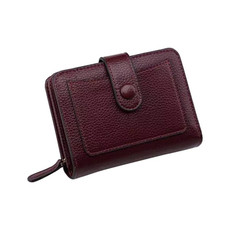Women Short Litchi Texture Multi-card Buckle Wallet(Purple)