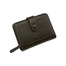 Women Short Litchi Texture Multi-card Buckle Wallet(Green)