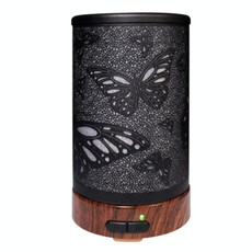 Butterfly Pattern Air Humidifier Essential Oil Diffuser Mist Maker Colorful LED Lamp  Diffuser Aromatherapy Air Purifier, Plug Type:EU Plug(Black)