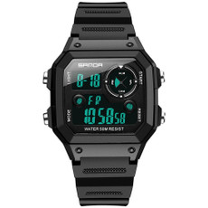 SANDA418 Square Wristwatch Swimming Waterproof Alarm Night light Male Student Watch Simple Fashion Sports Watch(Black) SANDA418 Square Wristwatch Swimming Waterproof Alarm Night light Male Student Watch Simple Fashion Sports Watch(Black)