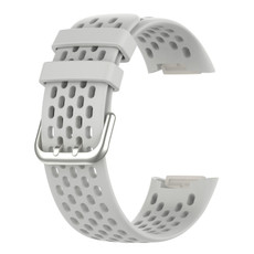 For Fitbit Charge 5 Monochromatic Breathable Silicone Watch Band(Moon White)