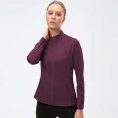 Autumn And Winter Zipper Long-sleeved Sports Jacket for Ladies (Color:Wine Red Size:M)