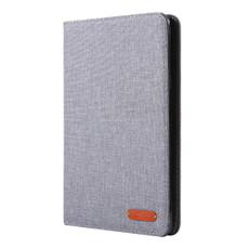 For iPad Mini 4 / 3 / 2 / 1 Cloth Teature Horizontal Flip PU Leather Case with with Holder & Card Slots(Gray)