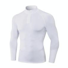 Autumn And Winter Plus Velvet Half Zipper Long-sleeved Slim Fit Sportswear For Men (Color:White Size:XXL)