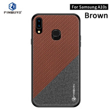 For Galaxy A10S PINWUYO Rong Series  Shockproof PC + TPU+ Chemical Fiber Cloth Protective Cover(Brown)
