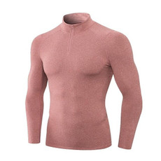 Autumn And Winter Plus Velvet Half Zipper Long-sleeved Slim Fit Sportswear For Men (Color:Rock Red Size:L)