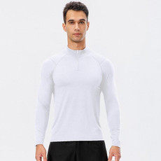 Autumn And Winter Half Zipper Long-sleeved Slim Fit Sportswear For Men (Color:White Size:L)