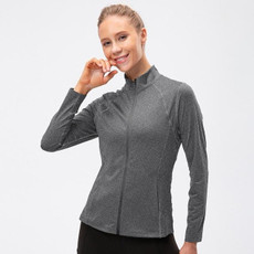 Autumn And Winter Zipper Long-sleeved Sports Jacket for Ladies (Color:Colour Gray Size:XXL)