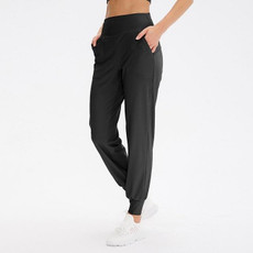 Autumn And Winter Loose Sports Trousers For Ladies (Color:Black Size:XXL)