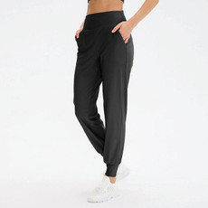Autumn And Winter Loose Sports Trousers For Ladies (Color:Black Size:S)
