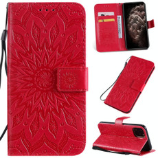 For iPhone 11 Pro Max Pressed Printing Sunflower Pattern Horizontal Flip PU Leather Case , with Holder & Card Slots & Wallet & & Lanyard