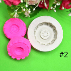 2 PCS DIY Tires Shape Sugar Craft Cake Silicone Mold Fondant Baking Decorating Tools Random Color Delivery, Size:Size 2