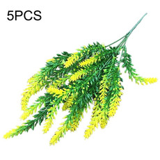 5 PCS Romantic Lavender Flower Silk Artificial Flowers Fake Flowers Grain Decorative Simulation Plants(Yellow)