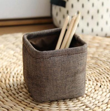 Mini Small Linen Pen Holder Desktop Cloth Simple Stationery Holders(Coffee)