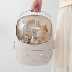 Portable Dust-proof Transparent Round Cosmetic Drawer Type Storage Box(Small Beauty Powder)
