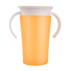 360 Degrees Rotated Baby Learning Drinking Cup With Double Handle Flip(Yellow)