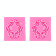 2 PCS Fondant Cake Silicone Mold Hollow Embossed Border Frame Retro Photo Frame Mould(8th 17-117)