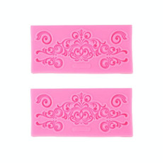 2 PCS Fondant Cake Silicone Mold Hollow Embossed Border Frame Retro Photo Frame Mould(1 5th 17-153)