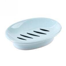 Double Lattice Home Bathroom Soap Dish Box Case Holder Container(Blue)