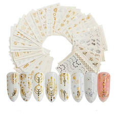 90 PCS Nail Sticker Gold Silver Hot Water Sticker Nature Dreamcatcher Set Nail DIy Ornament(Y30 )