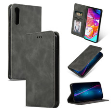 Retro Skin Feel Business Magnetic Horizontal Flip Leather Case for Samsung Galaxy A70(Dark Gray)