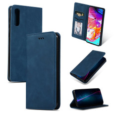 Retro Skin Feel Business Magnetic Horizontal Flip Leather Case for Samsung Galaxy A70(Navy Blue)